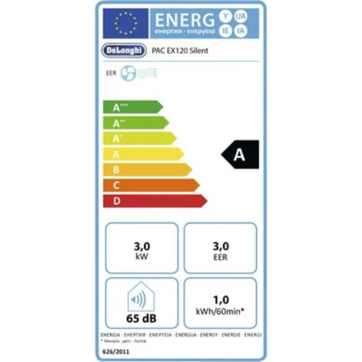 De'Longhi Pinguino PAC EX120 Silent mobiles Klimagerät mit Abluftschlauch, Klimaanlage für Räume bis 110 m³, Luftentfeuchter, Ventilationsfunktion, 24h-Timer, schwarz – Bild 8