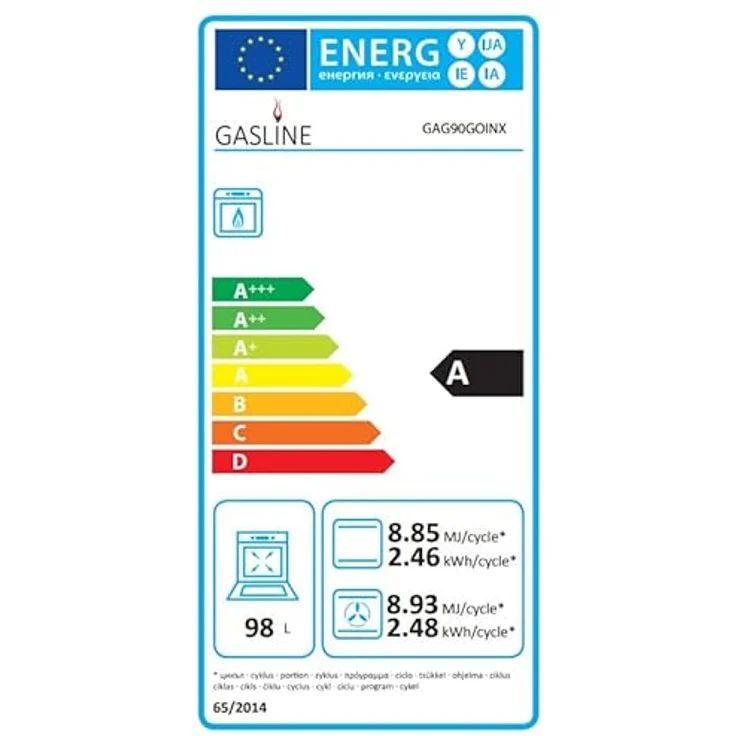 Gasline Gas Standherd 90cm GAG90GOINX Edelstahl Matt, 5 Flammig, Sabaf-Brenner, Gasbackofen mit Grill, elektrische Zündung, Vollzündsicherung Propan/Erdgas – Bild 6