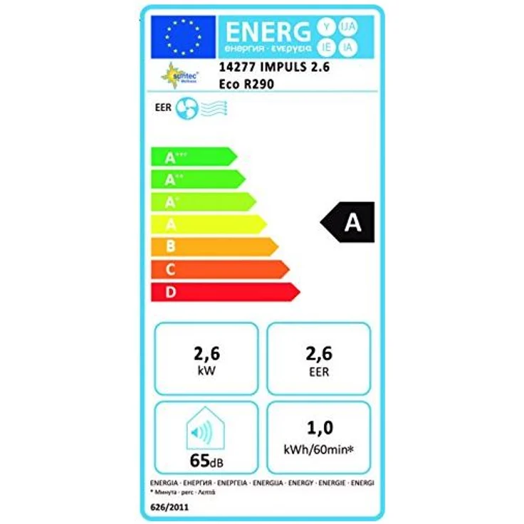 Mobiles lokales Klimagerät Impuls 2.6 Eco R290 | für Räume bis 80 m3 (34 m2) | inkl. Abluftschlauch | Kühler und Entfeuchter mit ökologischem Kühlmittel R290 | 9.000 BTU-h | Suntec Wellness – Bild 2