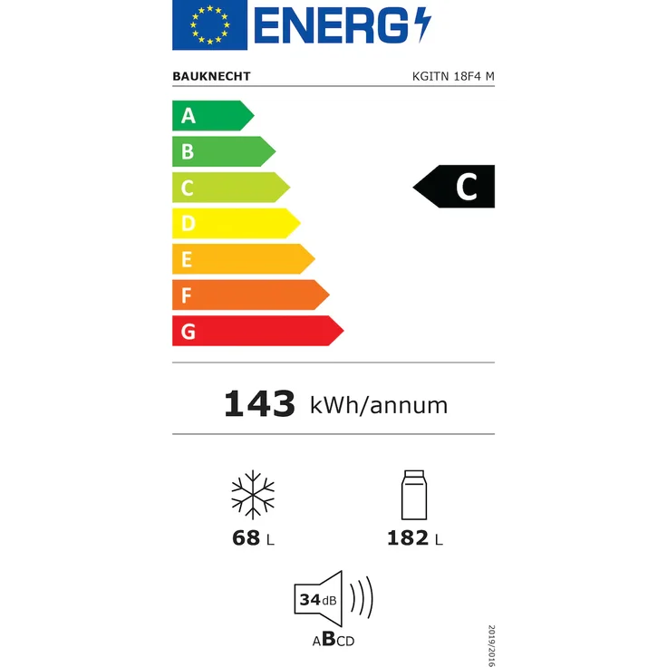 Bauknecht KGITN 18F4 M - Energieeffizienzklasse C | 182 Liter Kühlbereich, 143 kWh/Jahr, NoFrost, 177 cm Höhe, Klimaklasse ST – Bild 2