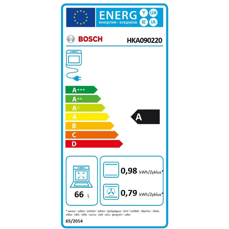 Bosch HKA090220, Herd, A, Standgerät, Betriebsart Ofen elektrisch, Anzahl Kochfelder 4, Volumen 66 l – Bild 8