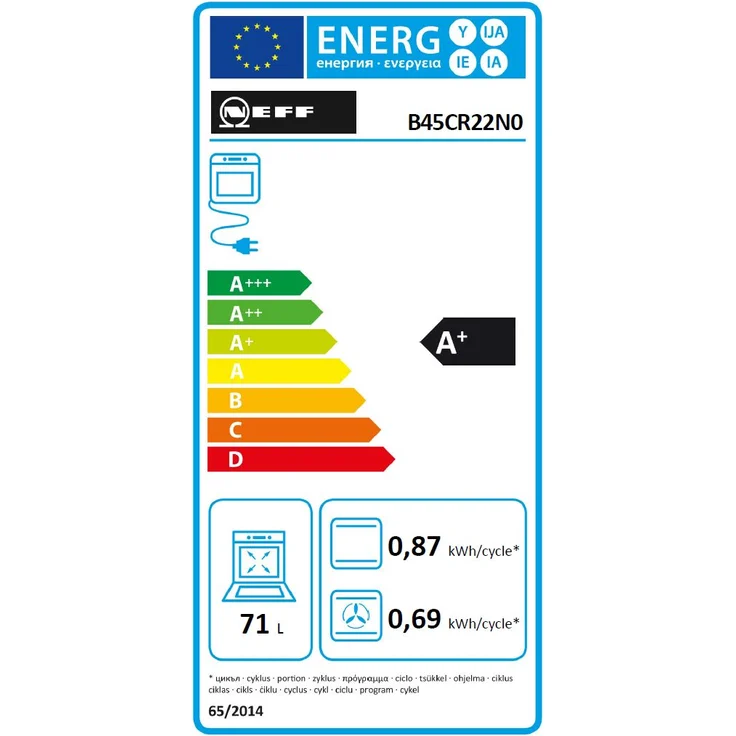 Neff B45CR22N0, BCR 4522 N, Backofen, A+, Einbau, Volumen 71 l, Breite 59,6 cm, Selbstreinigung katalytische Selbstreinigung – Bild 7