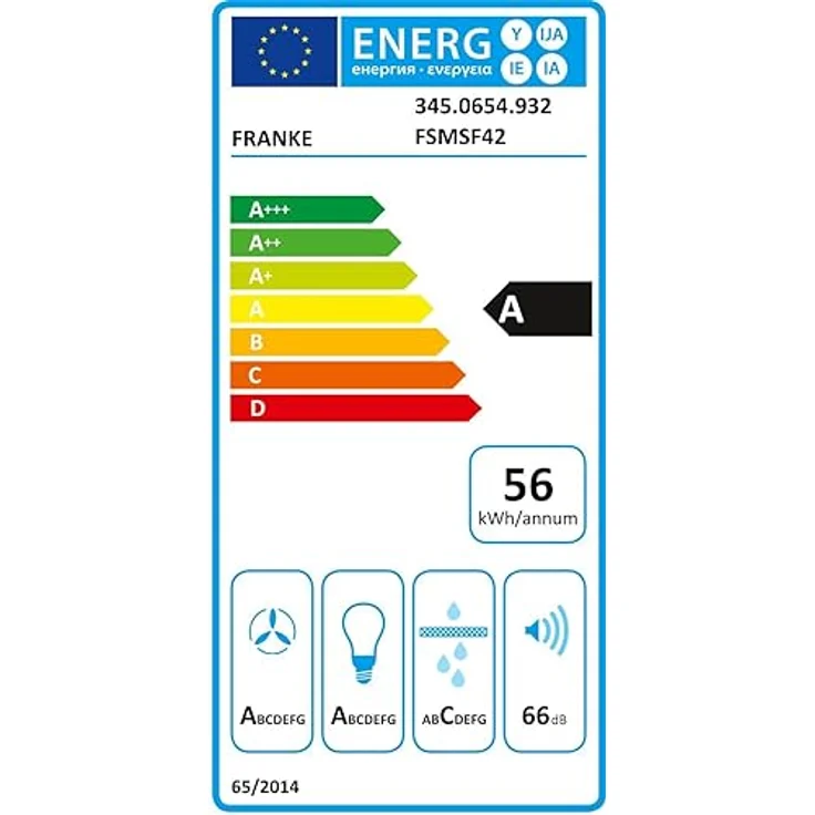 FRANKE 345.0654.932, Dunstabzugshaube Smart (FSMS F42 WH MATT), Matte white, 580 m3/h, A+++ – Bild 4
