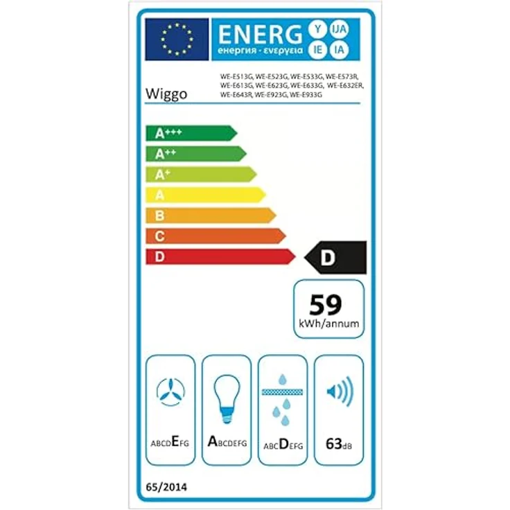 Wiggo Dunstabzugshaube 60cm WE-632R creme I Flachschirmhaube für Abluft oder Umluft Dunstabzug 300m³/h mit LED-Beleuchtung I Einbau-Dunstabzugshaube inkl. Fettfilter & 2× Kohlefilter – Bild 6