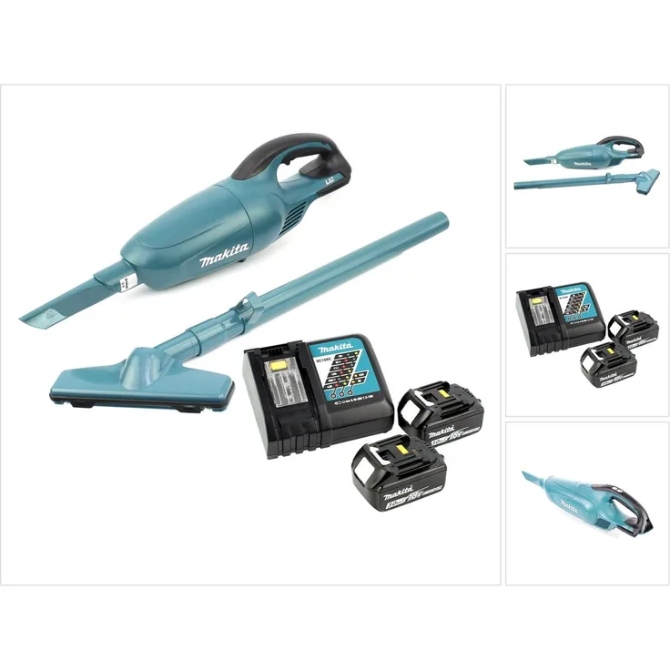 Makita DCL 180 18 V Li-Ion Akku Staubsauger grün inkl. Düsen + 2x 3,0 Ah Akku + Schnellladegerät