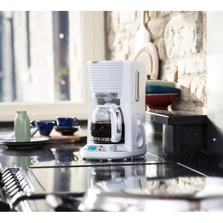 Russell Hobbs Digitale Kaffeemaschine Inspire weiss, programmierbarer Timer, 1,25l Glaskanne, bis 10 Tassen, Warmhalteplatte, Abschaltautomatik, 1100W, Filterkaffeemaschine 24390-56 – Bild 6