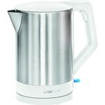 Clatronic WKS 3692 Wasserkocher 1,5 L, verdecktes Edelstahlheizelement, automatische Abschaltung, Basisstation mit Kabelaufwicklung, 2200 W, Weiß -Edelstahl