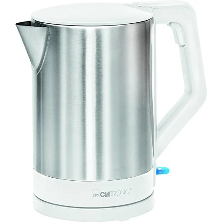 Clatronic WKS 3692 Wasserkocher 1,5 L, verdecktes Edelstahlheizelement, automatische Abschaltung, Basisstation mit Kabelaufwicklung, 2200 W, Weiß -Edelstahl – Bild 1