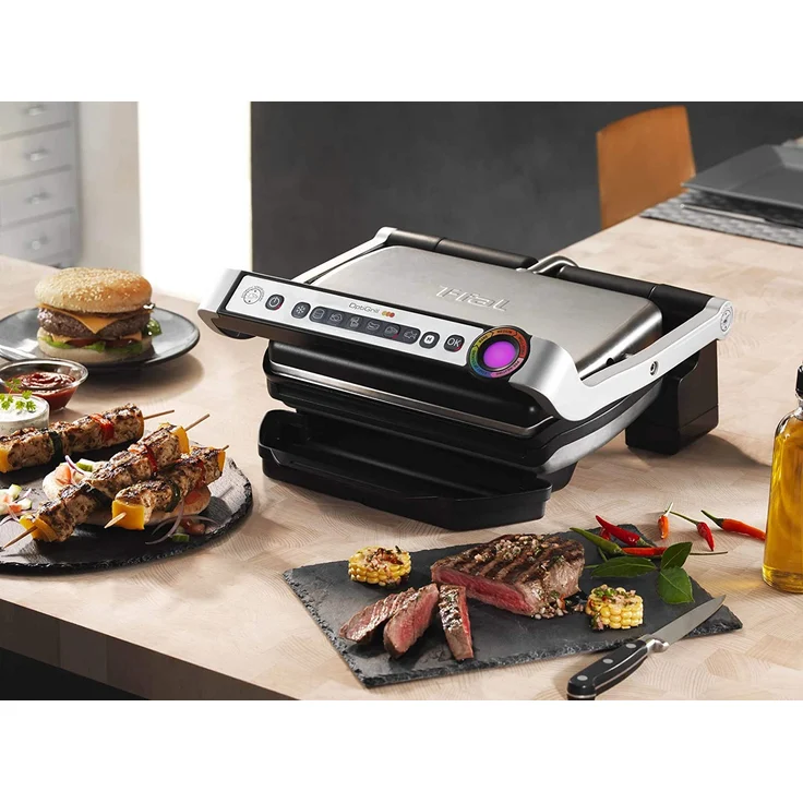 Tefal GC705D OptiGrill intelligenter Kontaktgrill, 6 automatische Programme, passt Temperatur und Grillzyklus ans Grillgut an, antihaftbeschichtete Platten, silber – Bild 6
