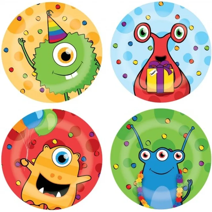 Haza Original teller Monster Party 8 Stück 23 cm