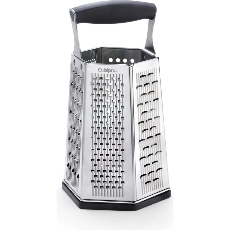 Cuisipro 7-in-1 Turmreibe Reiben, Edelstahl 301-Klinge, 304-Rahmen, PP Griff, TPR-ABS-Bodenteil, 14 x 12 x 25 cm