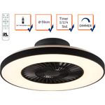 LED Deckenventilator Ø59cm mit Licht schwarz dimmbar Fernbedienung & Timer