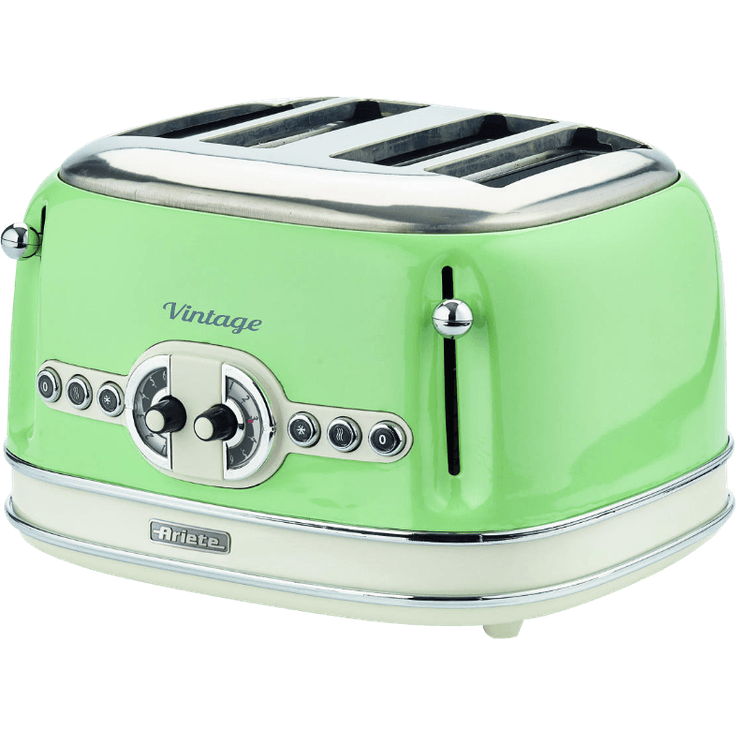 Ariete 156 Vintage, Toaster für 4 Scheiben, 1600 W, 6 Toaststufen, aus Pastellgrün lackiertem Edelstahl, ohne Zangen – Bild 1