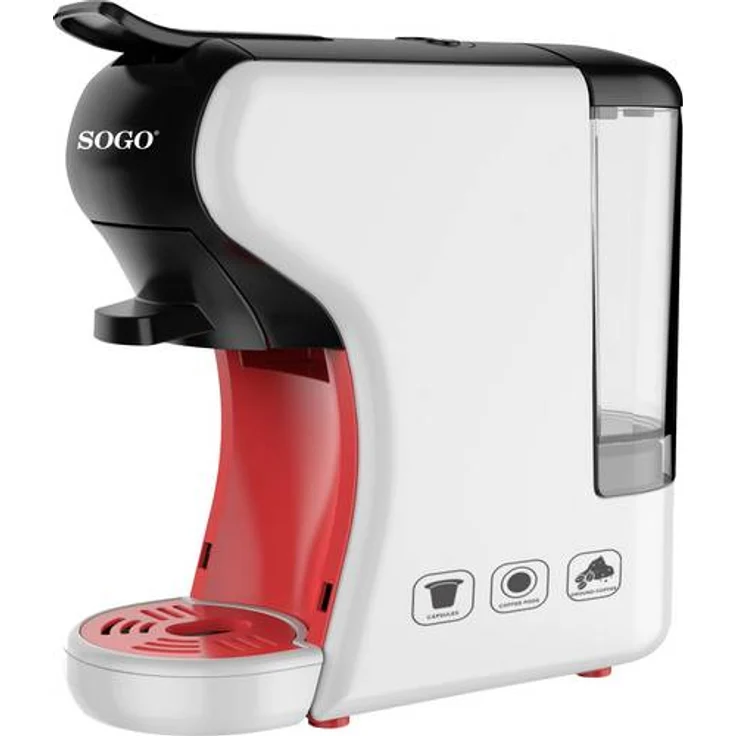 Sogo Human Technology Aromatti Kaffeekapselmaschine, 0,6 l Wassertank, weiß-rot-schwarz – Bild 1