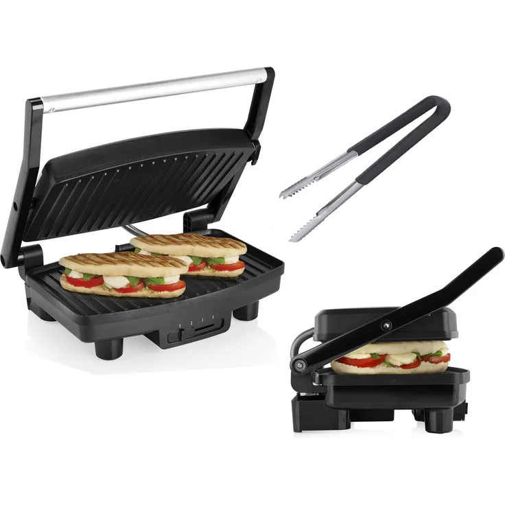 Tristar Elektro Kontaktgrill, Low Fat Multigrill mit Schwimmdeckel 1500Watt, 28x19cm