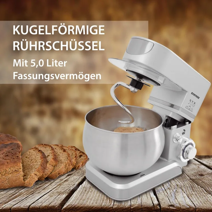 Syntrox Küchenmaschine Knetmaschine 5,0 L, 1000 W