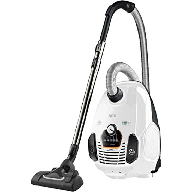 AEG VX7-2-IW-S Bodenstaubsauger mit Beutel, 650 Watt, 12 m Aktionsradius, waschbarer Filter, neue technische Version, weiß – Bild 1
