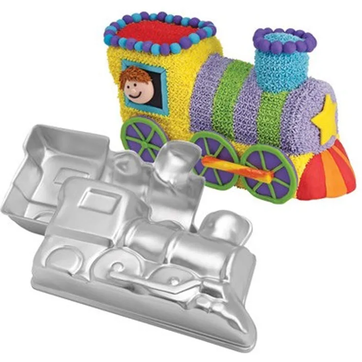 Lokomotiv-Kuchenform, 3D-Geburtstagskuchenform, Aluminiumlegierung, Antihaft-Backwerkzeug