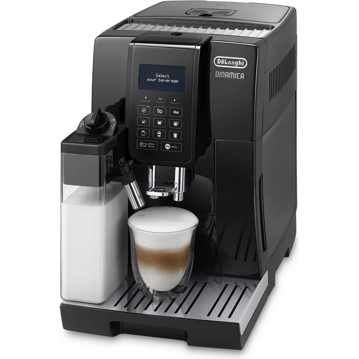 De'Longhi ECAM353.75.B Kaffeevollautomat mit integriertem Mahlwerk, Display, Milchsystem, OneTouch-Funktion, 1450 Watt, schwarz