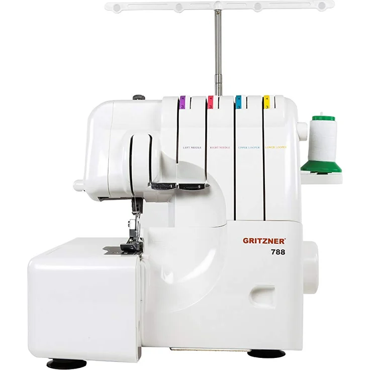 Gritzner 788 Overlock-Nähmaschine 15 Nähprogramme Automatische Fadenspannung Differentialtransport Fußanlasser Overlock-Nähmaschine, weiß – Bild 6