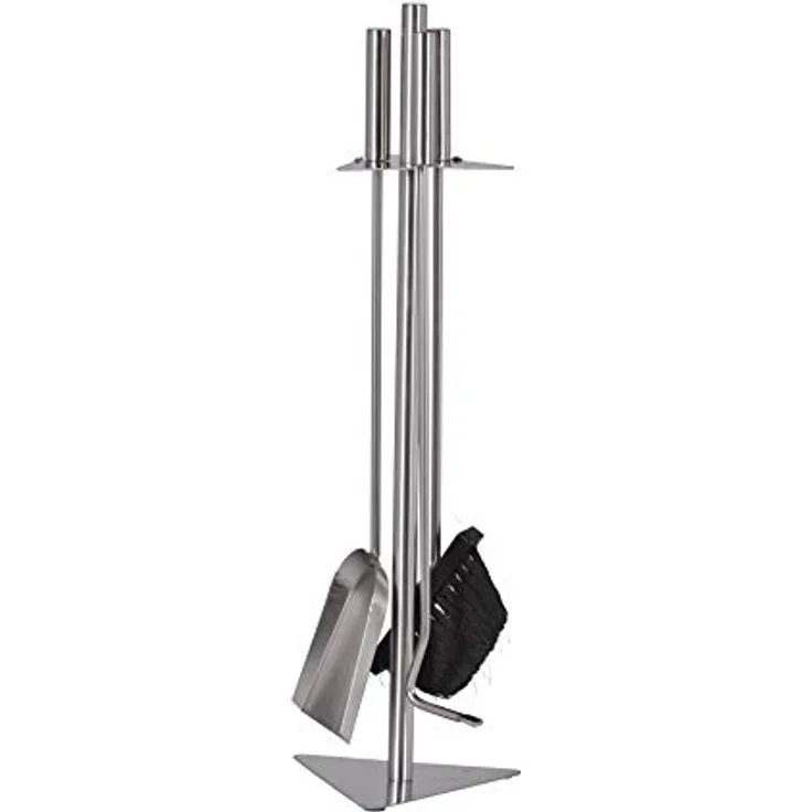 Kaminbesteck 4-teilig, 180 x 160 x 600 mm (BxTxH), Ständer, Besteckteile und Griffe aus Edelstahl