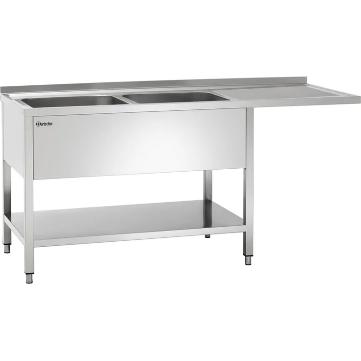 Bartscher Spülcenter 700, B1800 2 Becken, Abtropffläche rechts, Edelstahl, 306660