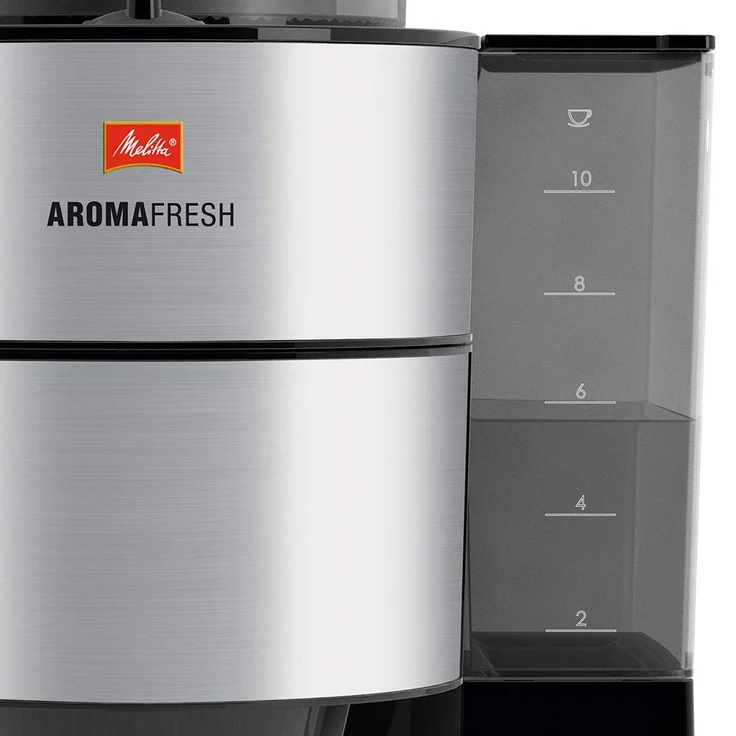 Melitta AromaFresh 1021-01 Filterkaffeemaschine mit integriertem Mahlwerk, Rostfreier Stahl, schwarz – Bild 6