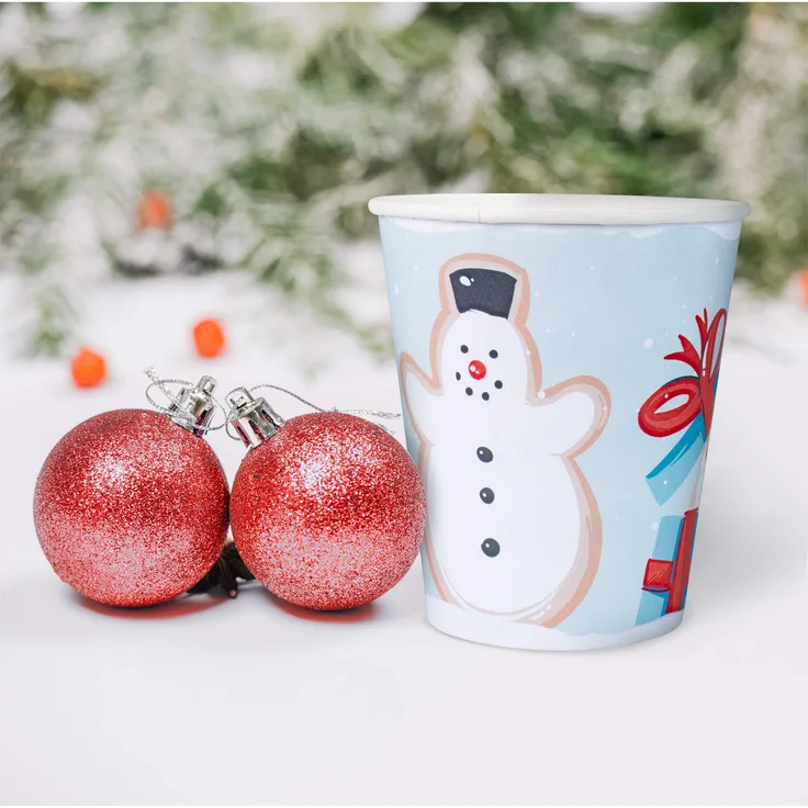 wellsamed 151278 100 Stück wellsacup Weihnachtsbecher Einwegbecher Pappbecher Trinkbecher Papierbecher Einweg Papier 0,18 Liter Becher Sonderedition: Weihnachten, Weihnachtsmotiv, Polymerbeschichtet