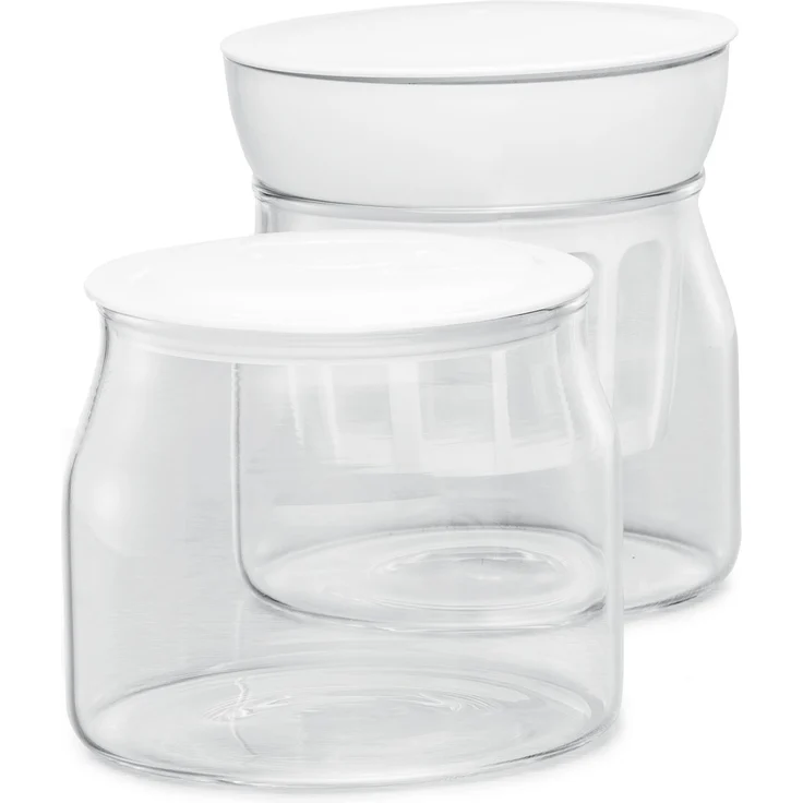 Rommelsbacher JG80 Jona Joghurt- und Frischkäsezubereiter inklusive 4 Keramik Portionsbecher à 125 ml mit Deckel, 2 XXL Glasbehälter à 1,2 Liter mit Deckel, Abtropfsieb mit Deckel, schwarz, edelstahl – Bild 8
