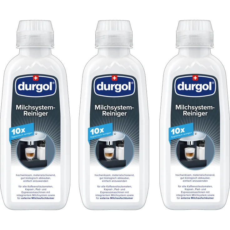 Durgol Milchsystem-Reiniger Set, Kaffeemaschinenreiniger, für Kaffeemaschinen und Milchschäumer, 3x 500 ml, 4-167