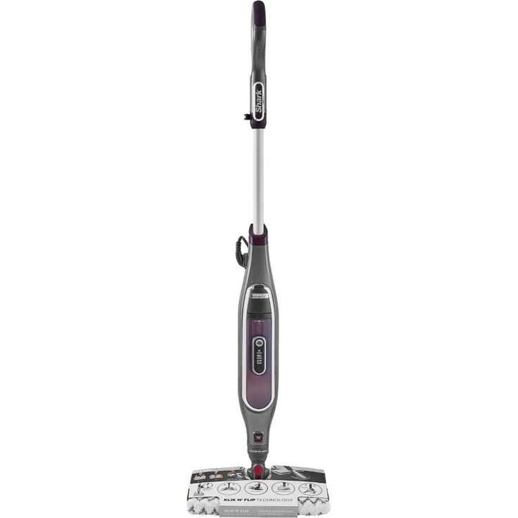 Shark S6003EU Klik n'Flip Smartronic Deluxe Dampfreiniger, mit 2 doppelseitigen Dirt-Grip Mikrofaserpads, bordeaux-stahlgrau – Bild 1