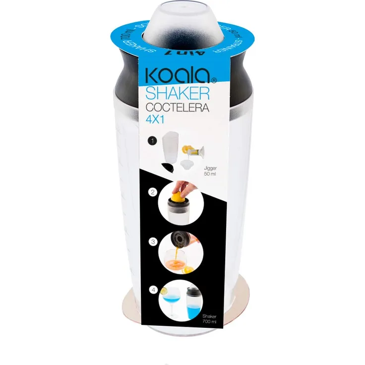 Koala Cocktail Shaker 4 Fuchsia in einem, Sam Glas und ABS