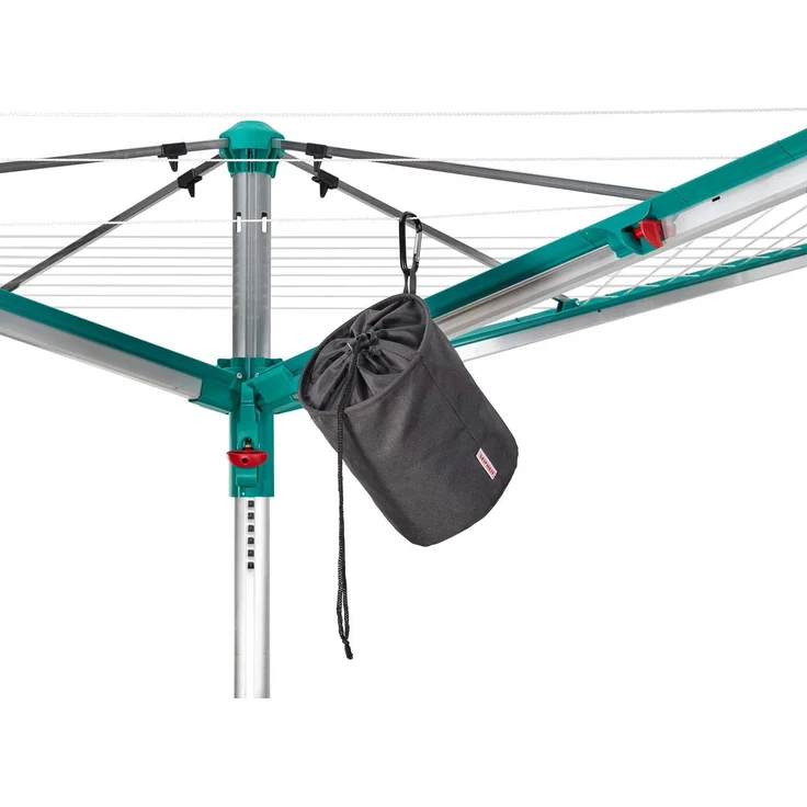 Leifheit Wäscheklammerbeutel mit Haken zum aufhängen, für bis zu 100 Wäscheklammern, schmutzsicherer Klammerbeutel für frische Wäsche, Klammerkorb aus engmaschigen Stoff, peg bag, schwarz – Bild 6