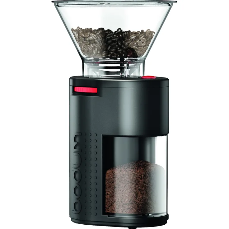 Bodum 11750-01EURO BISTRO Elektrische Kaffeemühle mit Keramikmahlwerk, Edelstahl, Schwarz