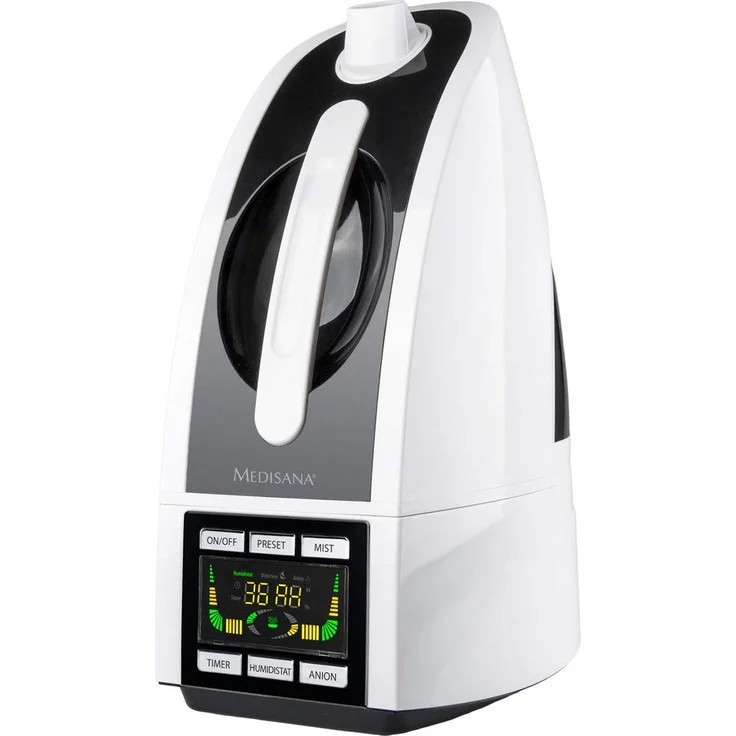 Medisana AH 665 Ultraschall-Luftbefeuchter, 4,5 l, 30 W, Maße 240 mm x 170 mm x 360 mm, Gewicht 1,3 kg, Schwarz und Weiß