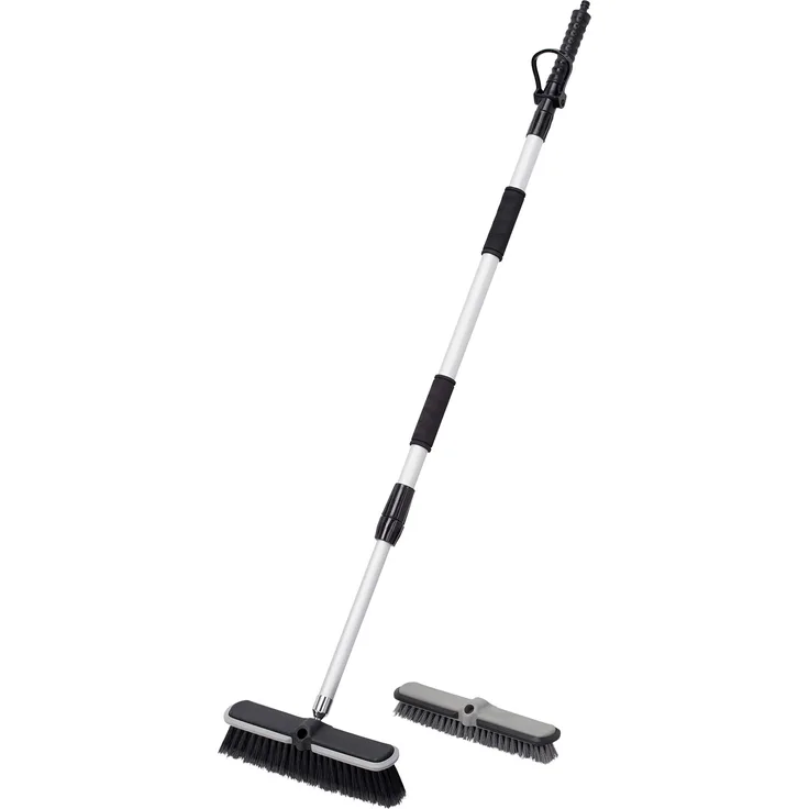 Werkzeyt Waschbesen - Teleskop-Griff bis 160 cm - 6 bar Betriebsdruck - Geeignet für 12,7 mm (1-2 Zoll) Stecksystem - Wasserbesen - Waschbürste - Schrubberbürste - Reinigungsbürste - 9865510