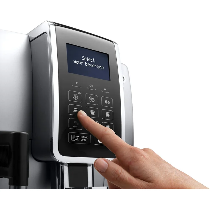 De'Longhi Dinamica ECAM 350.75.S Kaffeevollautomat mit Milchsystem und integriertem Mahlwerk, Cappuccino und Espresso und auf Knopfdruck, Digitaldisplay mit Klartext, 2-Tassen-Funktion, Großer 1,8 Liter Wassertank, silber – Bild 4