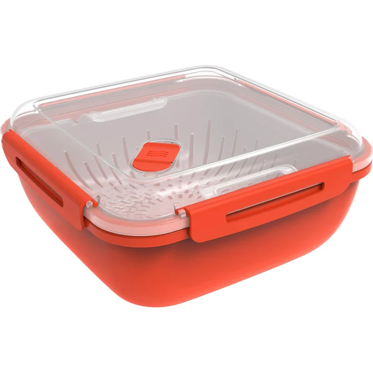 Rotho Memory Microwave Dampfgarer 1.7 l, Kunststoff BPA-frei, rot, 1,7 Liter 19,5 x 19,5 x 9,1 cm