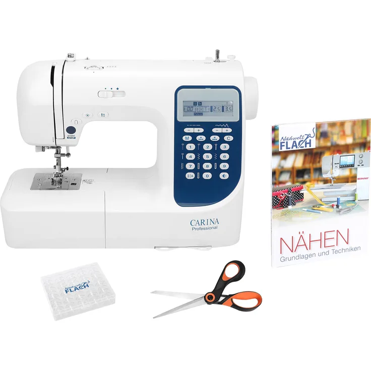 Carina Professional Rundum-sorglos Starter-Set Computer-Nähmaschine, weiß