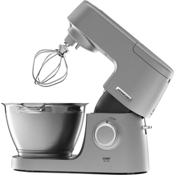 Kenwood KVC5401S Chef Elite Küchenmaschine, 1200 Watt, 4.6 l Schüssel, inkl. inkl. Standmixer-Aufsatz (1,6 L), Unviversalzerkleinerer, Zweitschüssel, Fleischwolf-Aufsatz, Spritzschutz, silber Serie: Chef Elite – Bild 4