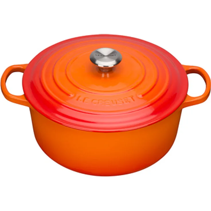 Le Creuset Signature Gusseisen-Bräter mit Deckel, Durchmesser 22 cm, Rund, Für alle Herdarten und Induktion geeignet, Volumen: 3,3 l, Ofenrot