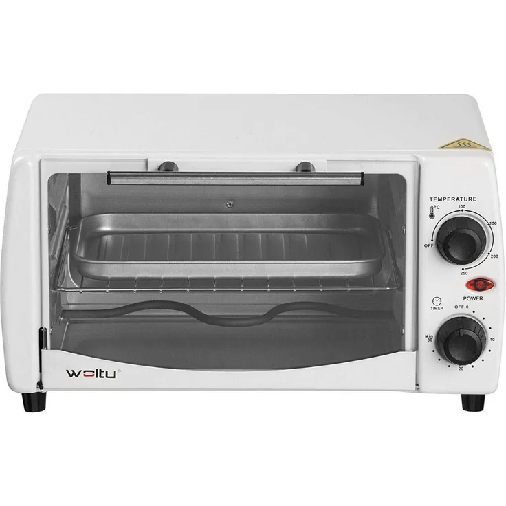Woltu Mini Backofen mit Backblech, 800 Watt, 12 Liter weiß