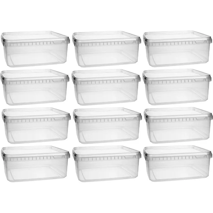 mikken Kunststoffdose 12x 1,15 Liter Plastikdose mit Deckel, BPA-frei, lebensmittelecht inkl. 1 Schaufel, Kunstoff PP, Transparent