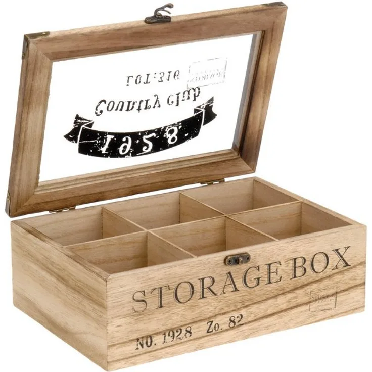 EMAKO Teebox, MDF, 6 Fächer, 24 x 16,5 x 8,5cm