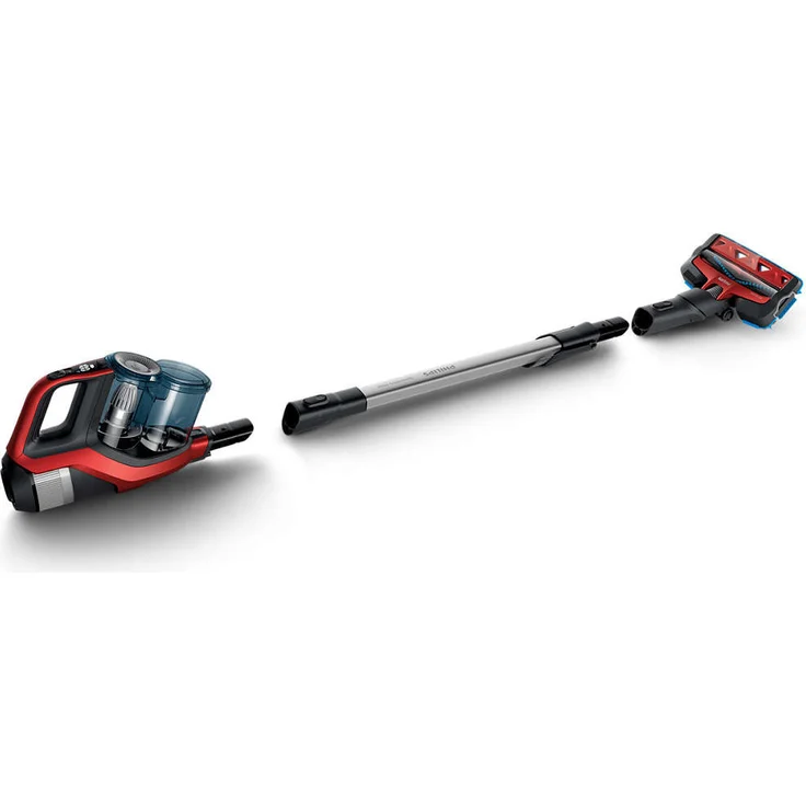 Philips XC7042-01 SpeedPro Max kabelloser Staubsauger 7000 Series (mit Akku, 360°-Saugdüse, 65 Min. Akkulaufzeit) rot – Bild 3
