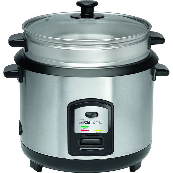 Clatronic RK 3567 Reiskocher und Dampfgarer, 700 W, 220-240 V, Silber, 2,5 L Volumen