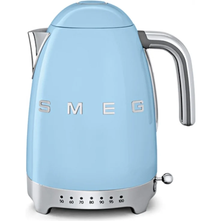 Smeg KLF04PBEU Wasserkocher, 2400W, 1,7L, Edelstahl, pastellblau – Bild 1