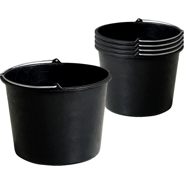 Thats Shopping 5x Baueimer 20 Liter Schwarz Putzeimer Literskala