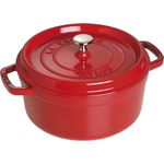 Staub 1102606 Cocotte-Bräter, rund mit Deckel 26 cm, 5,0 L, mit mattschwarzer lierung im Inneren des Topfes, kirsche