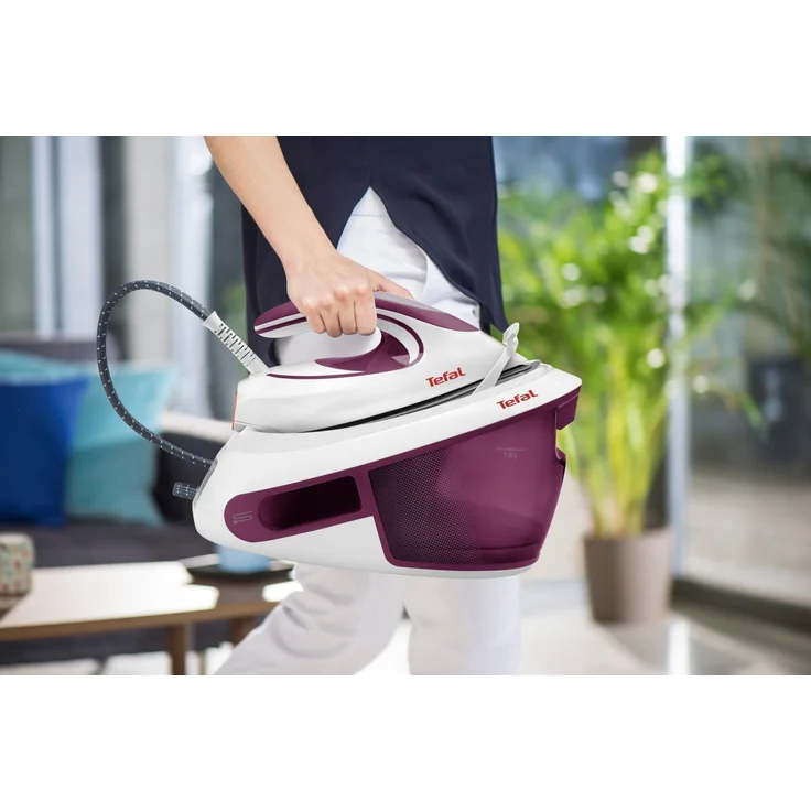 Tefal SV8054 Express Anti-Calc Dampfbügelstation, 2800 Watt, weiß-lila, 1,8 l, Verriegelungs-System, Durilium AirGlide, Abschalt-Automatik, weiß, lila – Bild 5
